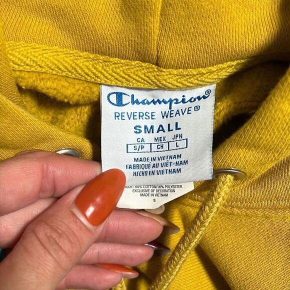 Champion Yellow Reverse Weave Drop Shoulder Pullover Hoodie - Picture 9 of 10